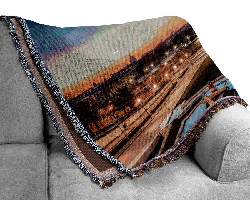 Eiffel Tower Night Lights Woven Blanket