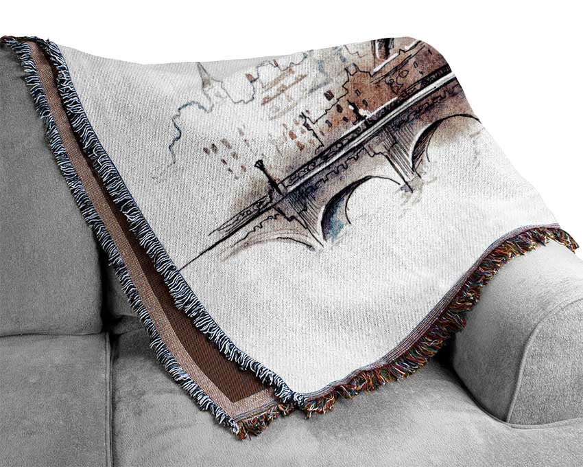 Eiffel Tower Over The City 4 Woven Blanket
