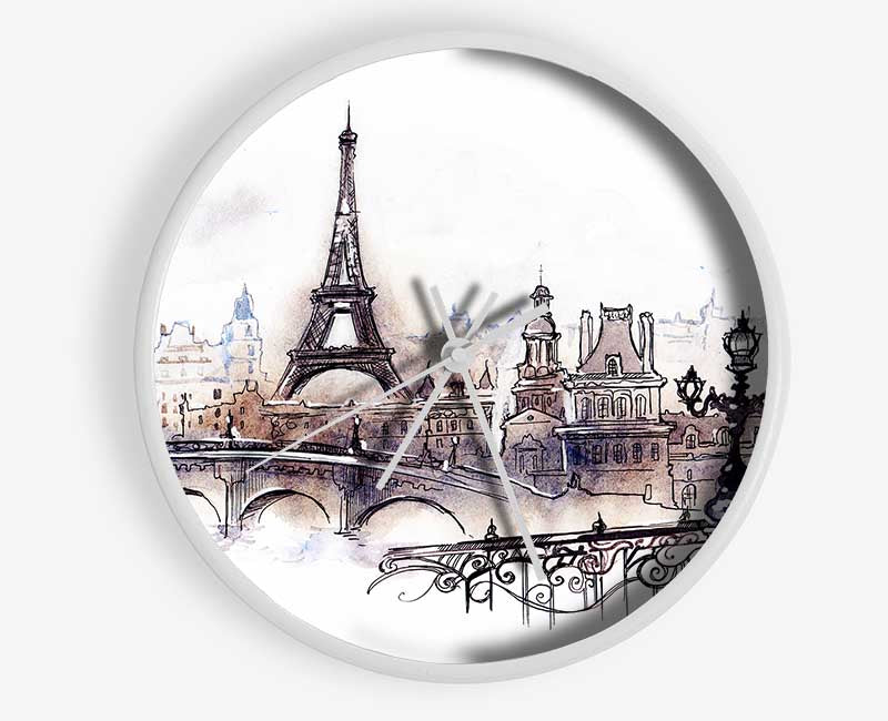 Eiffel Tower Over The City 4 Clock - Wallart-Direct UK
