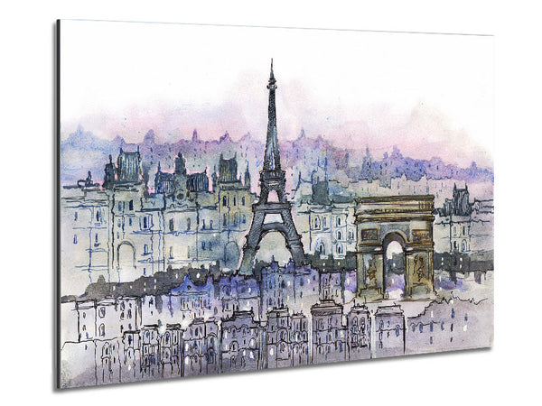 Eiffel Tower Over The City 6 Metal Print