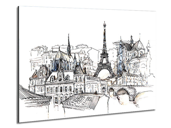 Eiffel Tower Over The City 7 Metal Print