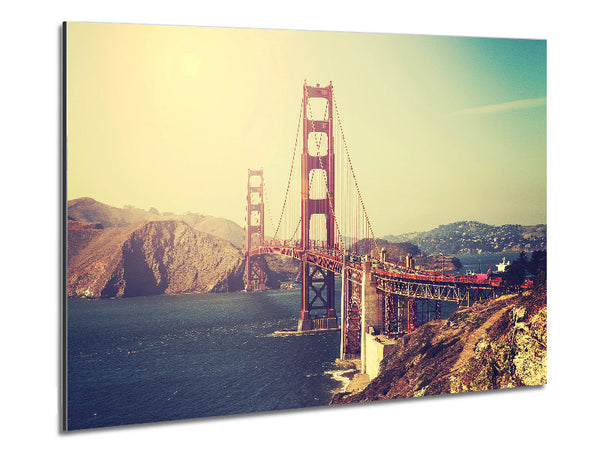 Golden Gate Bridge Retro Metal Print