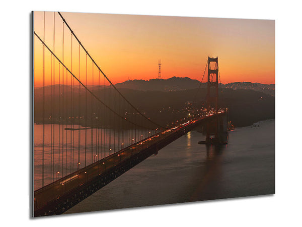 Golden Gate Bridge Sunset Glow Metal Print