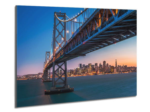 Golden Gate Bridge The City At Twilight Metal Print