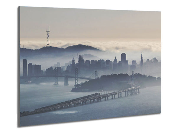 Mist Over The City Metal Print