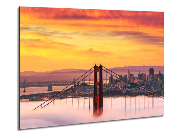 Sunset Mist Golden Gate Bridge Metal Print