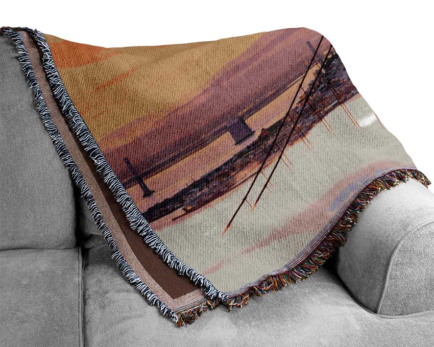 Sunset Mist Golden Gate Bridge Woven Blanket