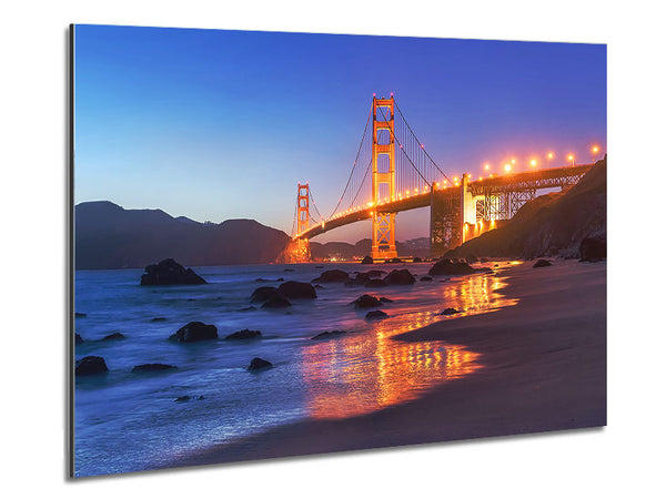 Golden Gate Bridge Stunning Light Glow Metal Print