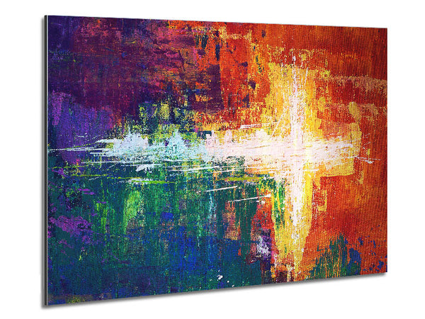 Rainbow Cross Metal Print