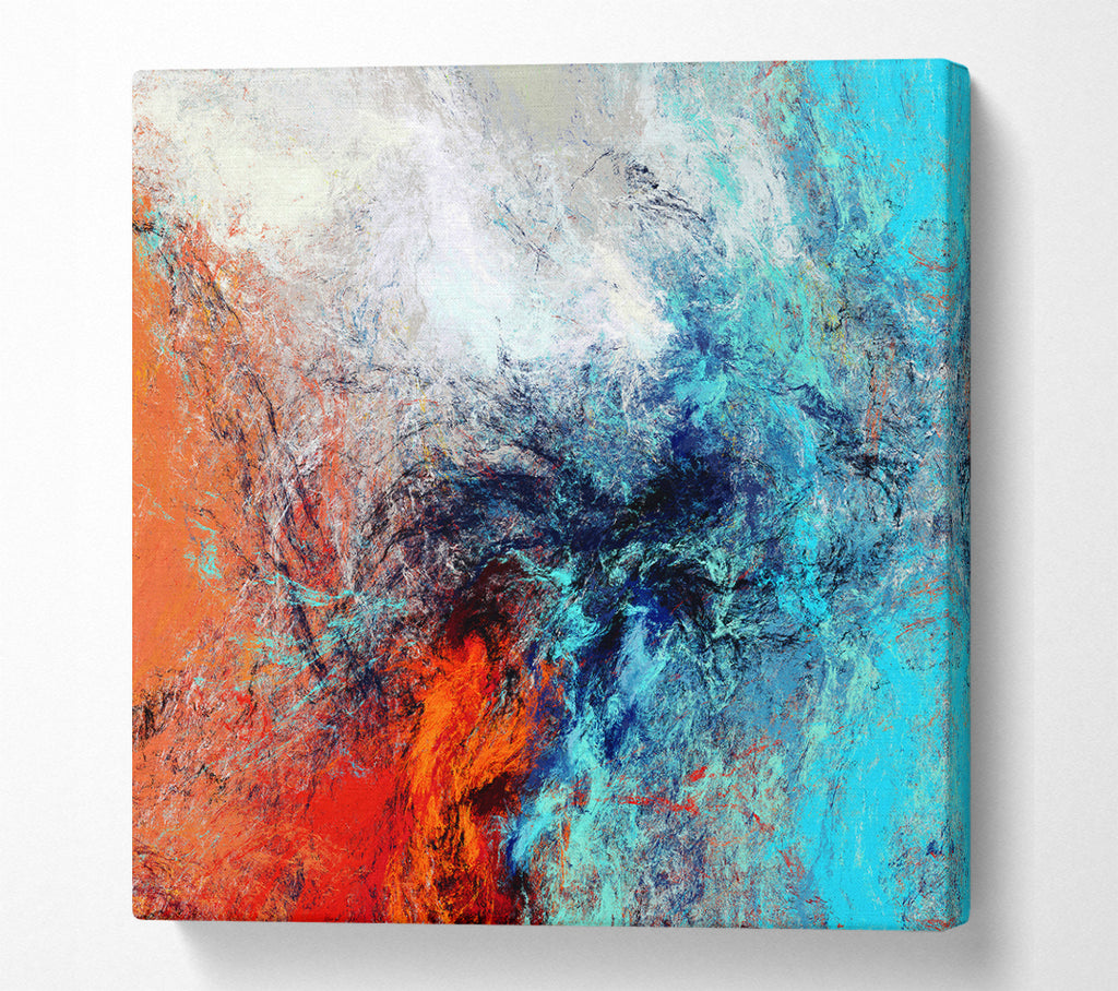 A Square Canvas Print Showing Fire And Ice Square Wall Art