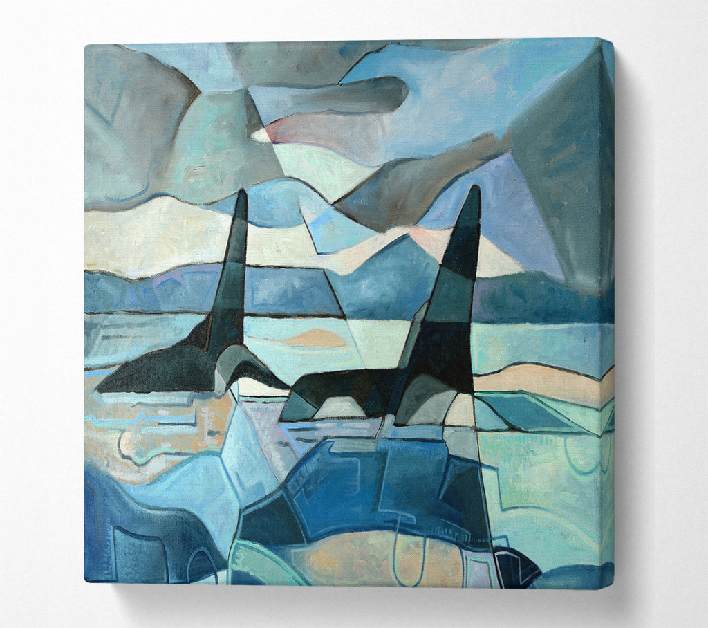 A Square Canvas Print Showing Whale Sail Square Wall Art