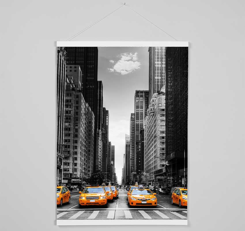 Yellow Cabs In New York 3 Hanging Poster - Wallart-Direct UK