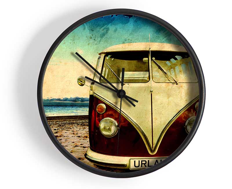 VW Camper Van At The Beach Clock - Wallart-Direct UK