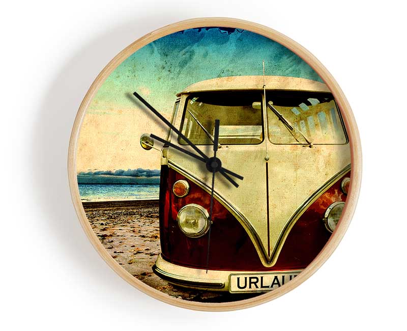 VW Camper Van At The Beach Clock - Wallart-Direct UK