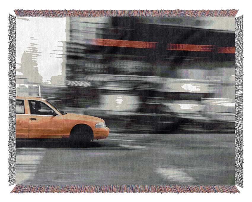 Yellow Cabs In New York 5 Woven Blanket