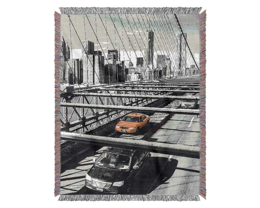 Yellow Cabs In New York 6 Woven Blanket