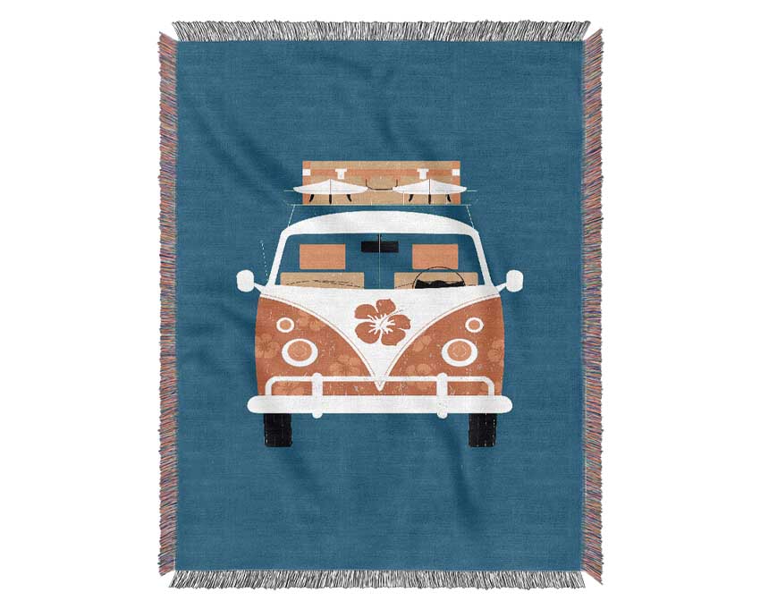 VW Camper Van Holiday Time Woven Blanket