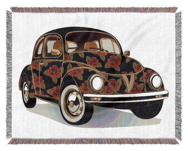 VW Beetle Flower Power Woven Blanket