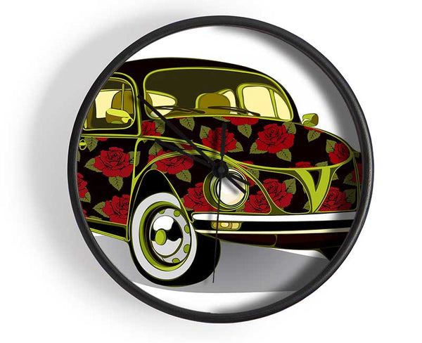 VW Beetle Flower Power Clock - Wallart-Direct UK