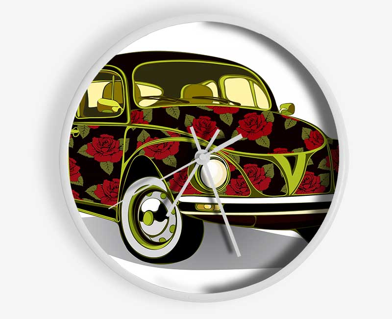 VW Beetle Flower Power Clock - Wallart-Direct UK