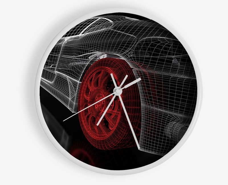 Wireframe Ferrari 2 Clock - Wallart-Direct UK