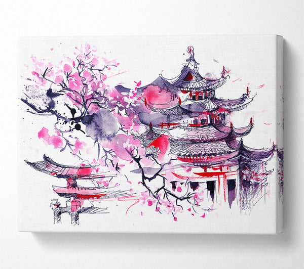 Picture of Chinese Village Red And Canvas Print Wall Art