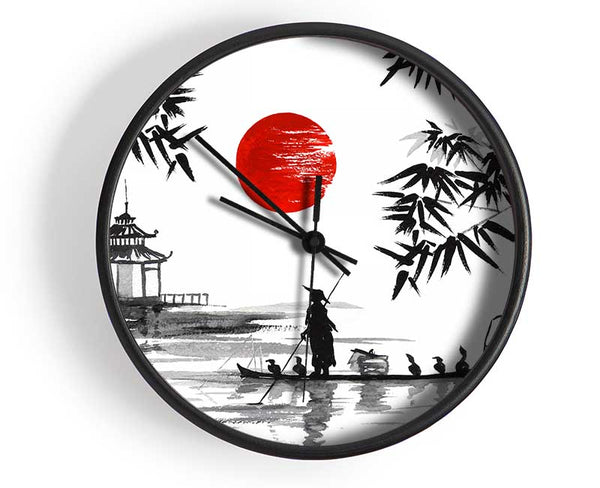 Chinese Fishermen Clock - Wallart-Direct UK