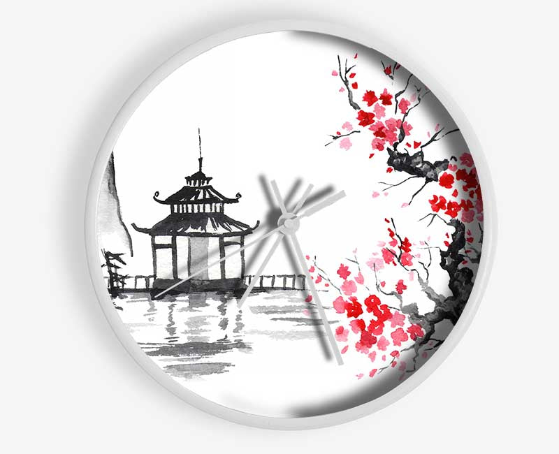 Cherry Blossom Monument Clock - Wallart-Direct UK