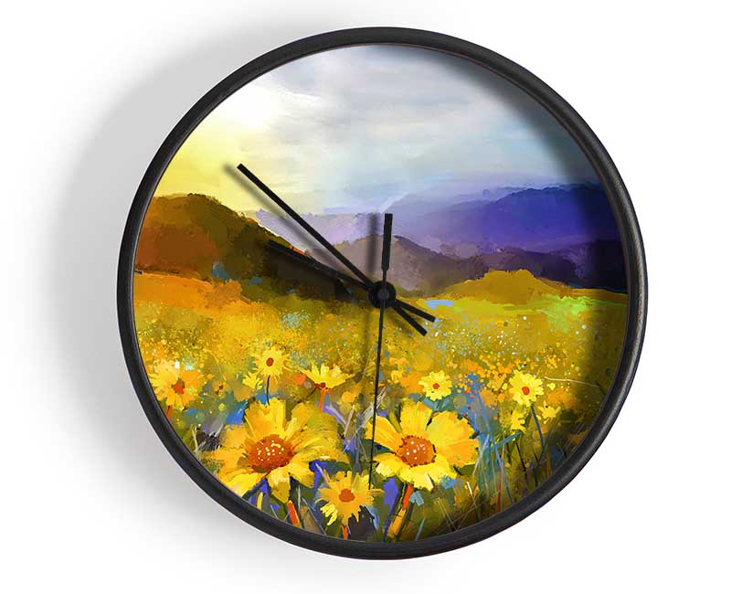 Yellow Mountain Sunrise Clock - Wallart-Direct UK