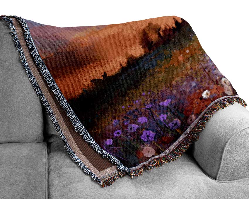 Sun Break Over The Wild Flowers Woven Blanket