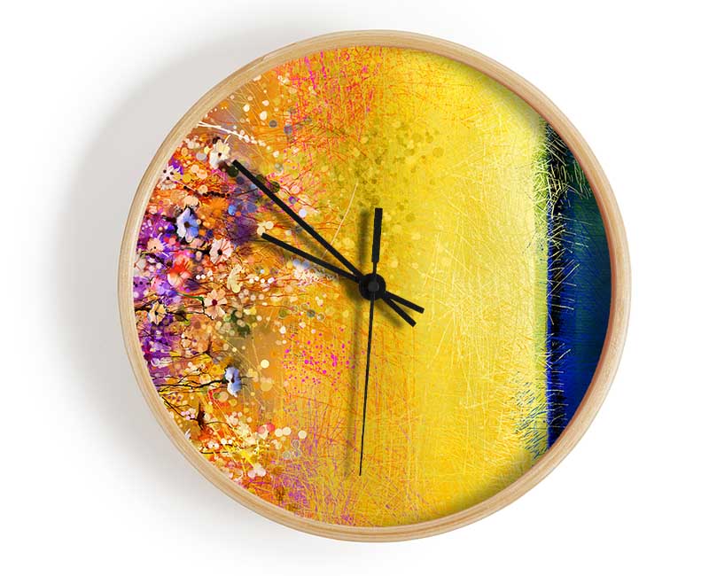 Wild Flower Wheatfield Clock - Wallart-Direct UK