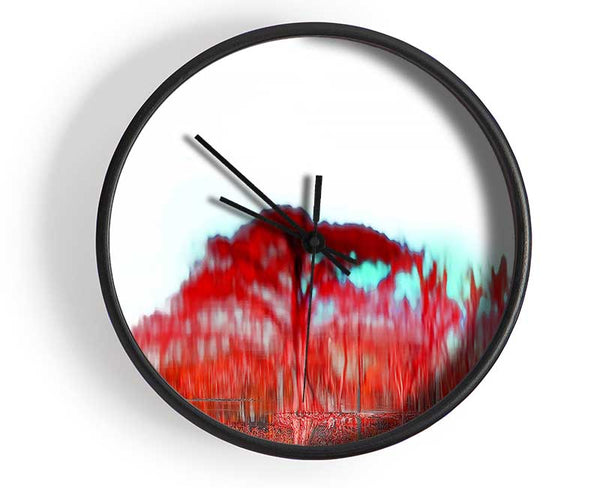 Red Tree River Reflections Clock - Wallart-Direct UK