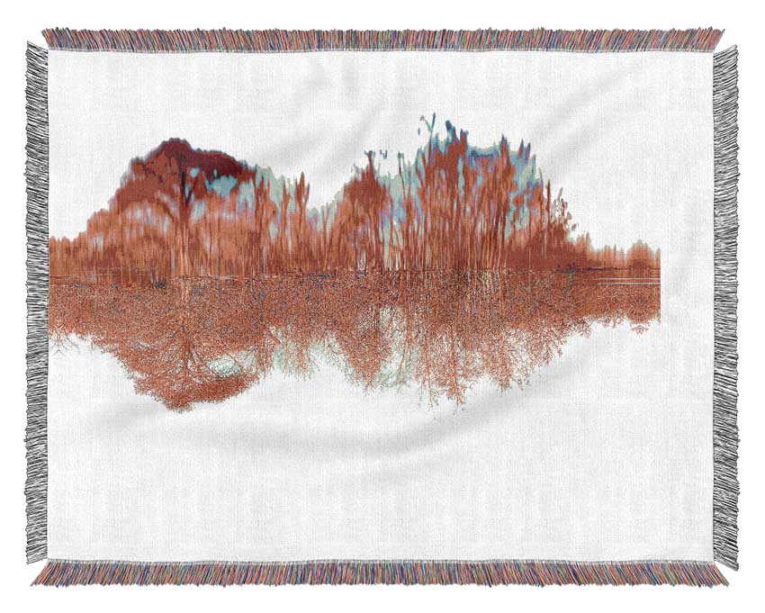 Red Tree River Reflections Woven Blanket