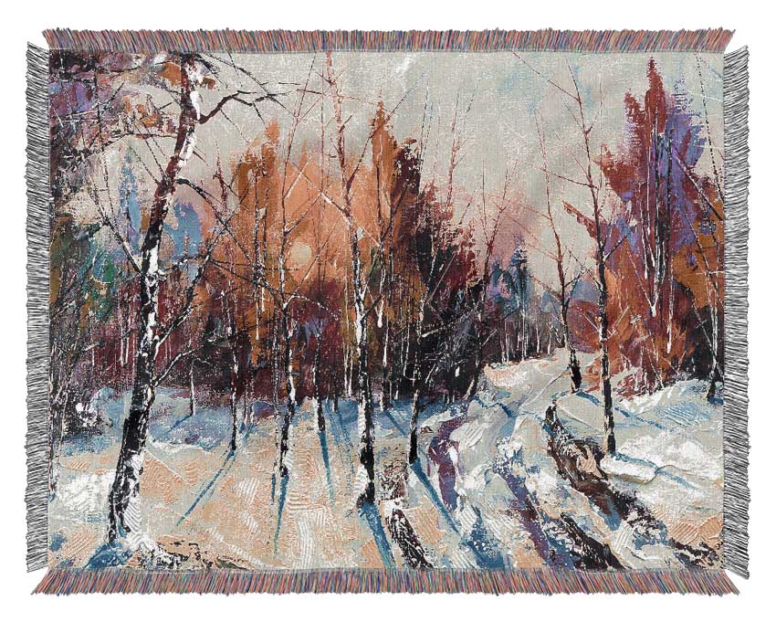 Rainbow Snow Forest Woven Blanket