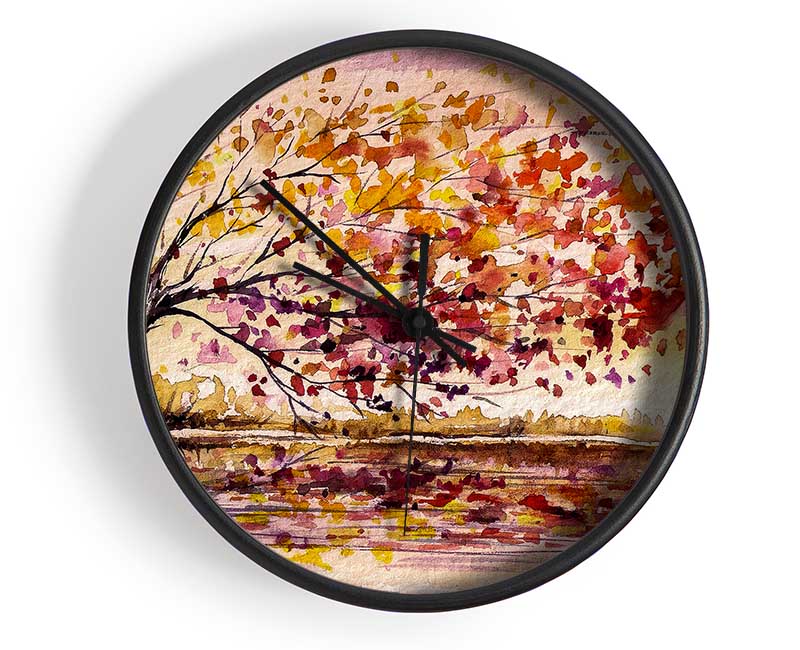 Winter Leaves Fall From The Tree Clock - Wallart-Direct UK