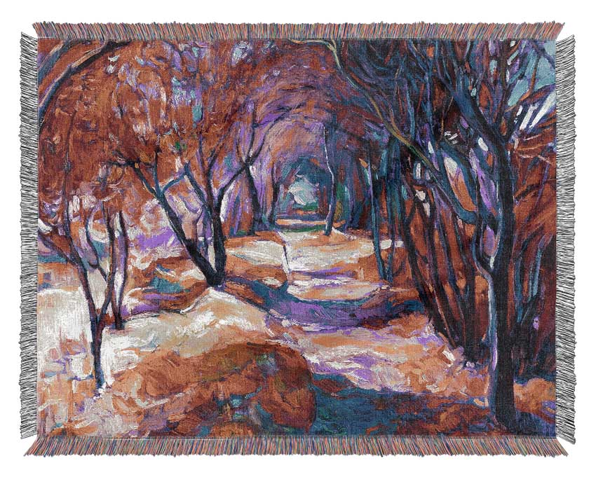 Red Forest Walk Woven Blanket