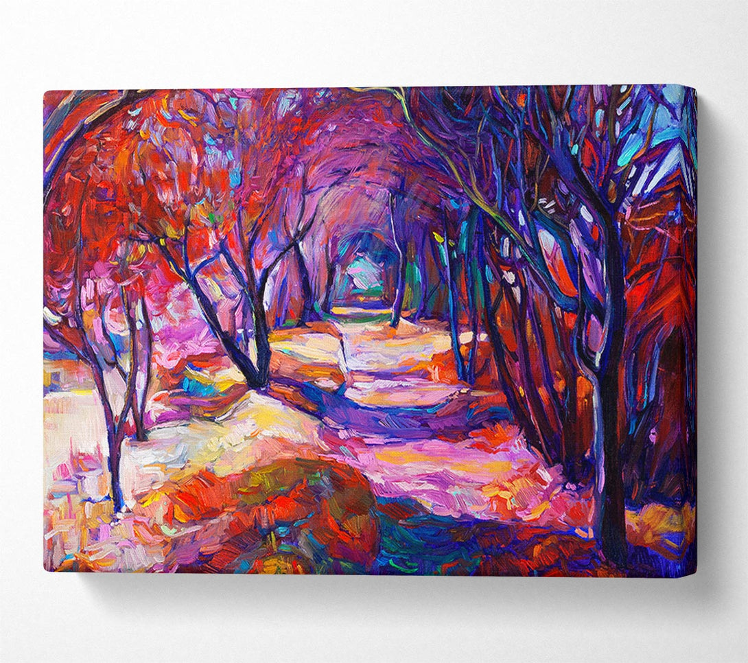 Picture of Red Forest Walk Canvas Print Wall Art