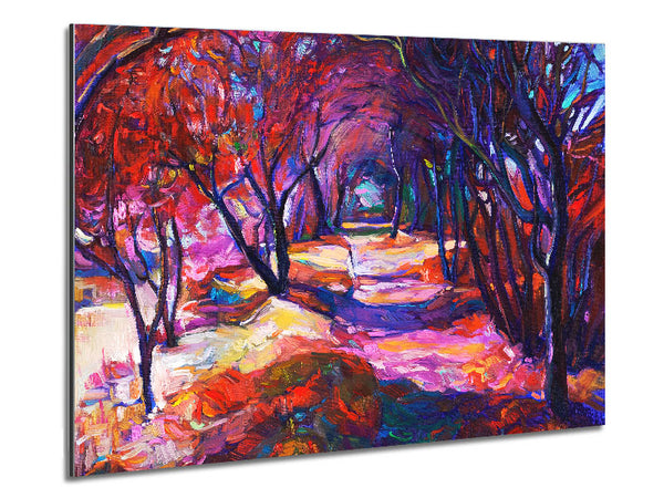 Red Forest Walk Metal Print