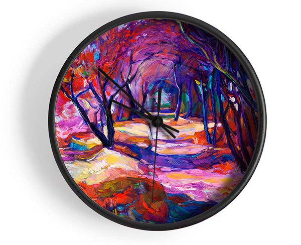 Red Forest Walk Clock - Wallart-Direct UK