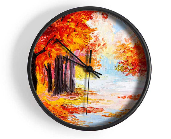 Autumn Orange Path Clock - Wallart-Direct UK