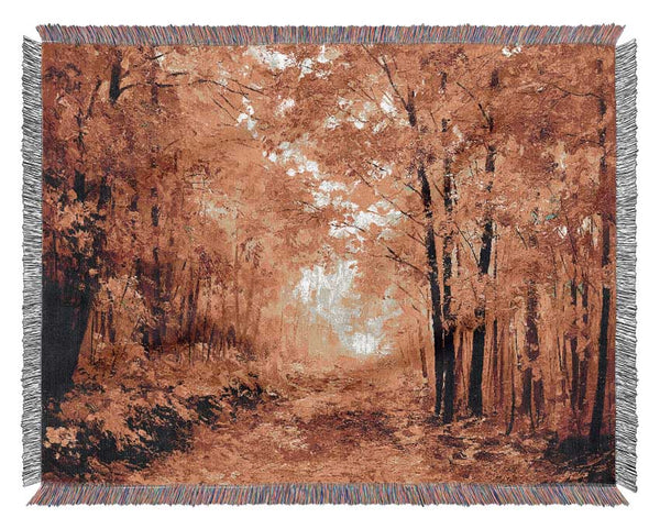 In The Depths Of The Golden Trees Woven Blanket