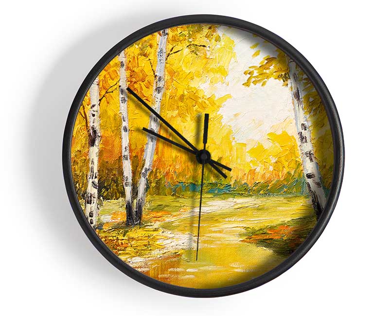 Yellow Silver Birch Walk Clock - Wallart-Direct UK
