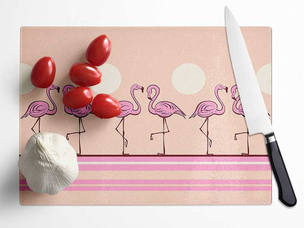 Pink Flamingo moon Glass Chopping Board