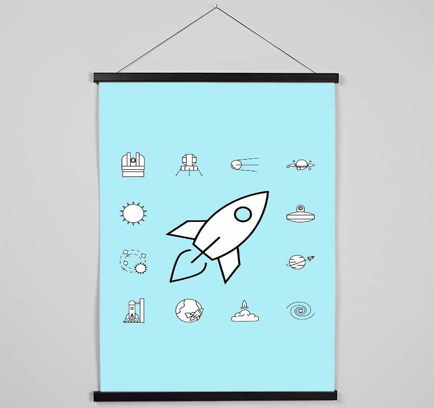 Rocket Blast Blues Hanging Poster - Wallart-Direct UK