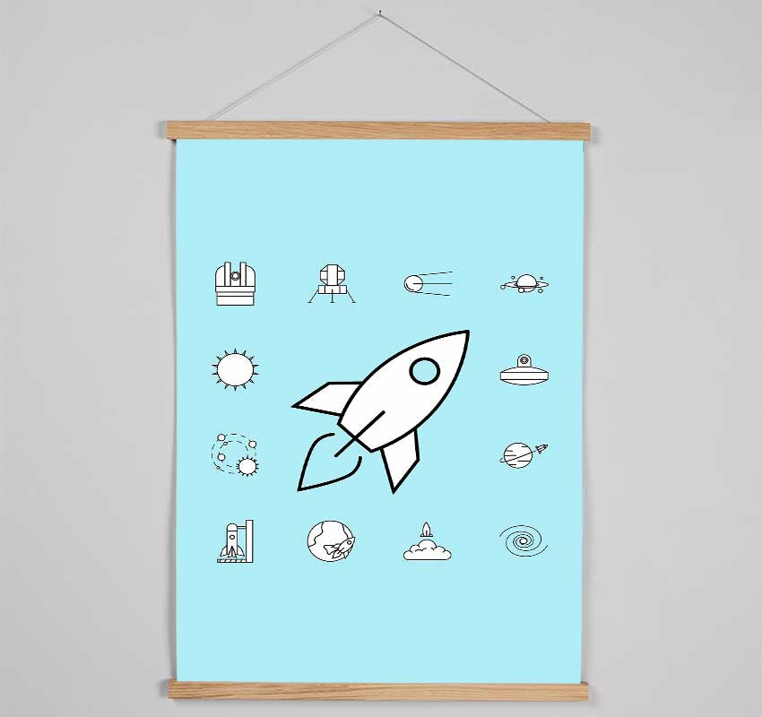 Rocket Blast Blues Hanging Poster - Wallart-Direct UK