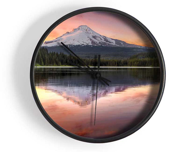 Mountain Sunset Reflections Clock - Wallart-Direct UK