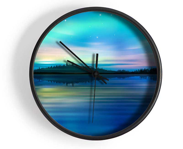 Northern Lights Lake Dream Clock - Wallart-Direct UK