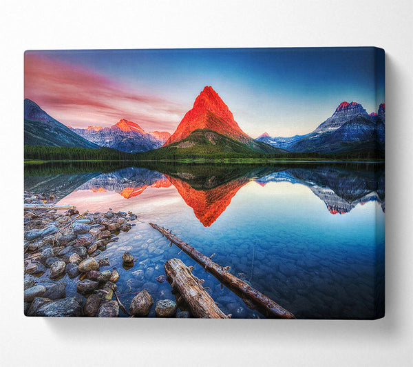  A Canvas Print of Reflections Of the Mountain Peak Lake Canvas Art