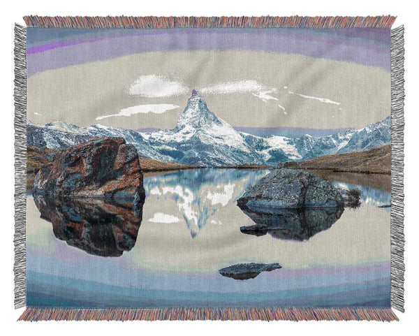 Snow Mountain Reflections Woven Blanket