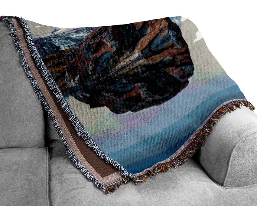 Snow Mountain Reflections Woven Blanket